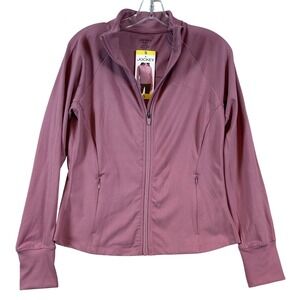 NWT Jockey Womens Full Zip Activewear Jacket Mauve Pink Thumbholes Size Small‎